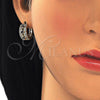 Oro Laminado Huggie Hoop, Gold Filled Style with Black and White Cubic Zirconia, Polished, Golden Finish, 02.210.0084.13.15