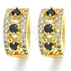 Oro Laminado Huggie Hoop, Gold Filled Style with Black and White Cubic Zirconia, Polished, Golden Finish, 02.210.0084.13.15