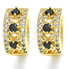 Oro Laminado Huggie Hoop, Gold Filled Style with Black and White Cubic Zirconia, Polished, Golden Finish, 02.210.0084.13.15