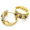 Oro Laminado Huggie Hoop, Gold Filled Style with Black and White Cubic Zirconia, Polished, Golden Finish, 02.210.0084.13.15