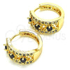 Oro Laminado Huggie Hoop, Gold Filled Style with Black and White Cubic Zirconia, Polished, Golden Finish, 02.210.0084.13.15