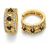Oro Laminado Huggie Hoop, Gold Filled Style with Black and White Cubic Zirconia, Polished, Golden Finish, 02.210.0084.13.15