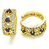 Oro Laminado Huggie Hoop, Gold Filled Style with Black and White Cubic Zirconia, Polished, Golden Finish, 02.210.0084.13.15