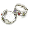 Rhodium Plated Huggie Hoop, with Multicolor Cubic Zirconia, Polished, Rhodium Finish, 02.210.0084.14.15