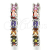 Rhodium Plated Huggie Hoop, with Multicolor Cubic Zirconia, Polished, Rhodium Finish, 02.210.0089.10.25
