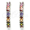 Rhodium Gold Filled Huggie Hoop, with Multicolor Cubic Zirconia, Polished, Rhodium Finish, 02.210.0089.10.25