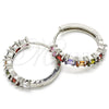 Rhodium Gold Filled Huggie Hoop, with Multicolor Cubic Zirconia, Polished, Rhodium Finish, 02.210.0089.10.25