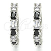 Rhodium Plated Huggie Hoop, with Black and White Cubic Zirconia, Polished, Rhodium Finish, 02.210.0089.11.25