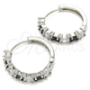 Rhodium Plated Huggie Hoop, with Black and White Cubic Zirconia, Polished, Rhodium Finish, 02.210.0089.11.25
