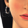 Rhodium Gold Filled Huggie Hoop, with Black and White Cubic Zirconia, Polished, Rhodium Finish, 02.210.0089.11.25