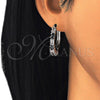 Rhodium Gold Filled Huggie Hoop, with Black and White Cubic Zirconia, Polished, Rhodium Finish, 02.210.0089.11.25