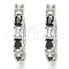 Rhodium Gold Filled Huggie Hoop, with Black and White Cubic Zirconia, Polished, Rhodium Finish, 02.210.0089.11.25