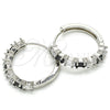 White Gold Filled Huggie Hoop, with Black and White Cubic Zirconia, Polished, Rhodium Finish, 02.210.0089.11.25