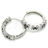 Rhodium Gold Filled Huggie Hoop, with Black and White Cubic Zirconia, Polished, Rhodium Finish, 02.210.0089.11.25