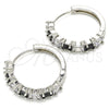 Rhodium Gold Filled Huggie Hoop, with Black and White Cubic Zirconia, Polished, Rhodium Finish, 02.210.0089.11.25