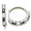 Rhodium Gold Filled Huggie Hoop, with Black and White Cubic Zirconia, Polished, Rhodium Finish, 02.210.0089.11.25