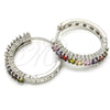 Rhodium Plated Huggie Hoop, with Multicolor Cubic Zirconia, Polished, Rhodium Finish, 02.210.0105.10.25