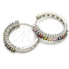 Rhodium Gold Filled Huggie Hoop, with Multicolor Cubic Zirconia, Polished, Rhodium Finish, 02.210.0105.10.25