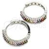 Rhodium Gold Filled Huggie Hoop, with Multicolor Cubic Zirconia, Polished, Rhodium Finish, 02.210.0105.10.25