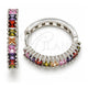 White Gold Filled Huggie Hoop, with Multicolor Cubic Zirconia, Polished, Rhodium Finish, 02.210.0105.10.25