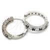 Rhodium Plated Huggie Hoop, with Black and White Cubic Zirconia, Polished, Rhodium Finish, 02.210.0105.11.25