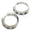Rhodium Plated Huggie Hoop, with Black and White Cubic Zirconia, Polished, Rhodium Finish, 02.210.0105.11.25