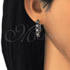 Rhodium Gold Filled Huggie Hoop, with Black and White Cubic Zirconia, Polished, Rhodium Finish, 02.210.0105.11.25
