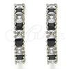 Rhodium Gold Filled Huggie Hoop, with Black and White Cubic Zirconia, Polished, Rhodium Finish, 02.210.0105.11.25