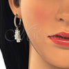 Oro Laminado Huggie Hoop, Gold Filled Style Owl Design, with White Cubic Zirconia, Polished, Golden Finish, 02.63.2668.20