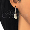 Oro Laminado Huggie Hoop, Gold Filled Style Owl Design, with White Cubic Zirconia, Polished, Golden Finish, 02.63.2668.20