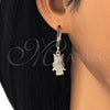 Oro Laminado Huggie Hoop, Gold Filled Style Owl Design, with Multicolor Cubic Zirconia, Polished, Golden Finish, 02.63.2668.3.20