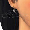 Oro Laminado Huggie Hoop, Gold Filled Style with Black and White Cubic Zirconia, Polished, Golden Finish, 02.316.0046.15