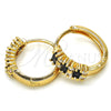 Oro Laminado Huggie Hoop, Gold Filled Style with Black and White Cubic Zirconia, Polished, Golden Finish, 02.316.0046.15