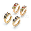 Oro Laminado Huggie Hoop, Gold Filled Style with Black and White Cubic Zirconia, Polished, Golden Finish, 02.316.0046.15