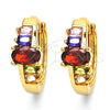 Oro Laminado Huggie Hoop, Gold Filled Style with Multicolor Cubic Zirconia, Polished, Golden Finish, 02.316.0047.15