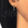 Oro Laminado Huggie Hoop, Gold Filled Style with Black and White Cubic Zirconia, Polished, Golden Finish, 02.316.0048.15