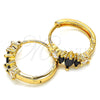 Oro Laminado Huggie Hoop, Gold Filled Style with Black and White Cubic Zirconia, Polished, Golden Finish, 02.316.0048.15