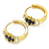 Oro Laminado Huggie Hoop, Gold Filled Style with Black and White Cubic Zirconia, Polished, Golden Finish, 02.316.0048.15