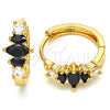 Oro Laminado Huggie Hoop, Gold Filled Style with Black and White Cubic Zirconia, Polished, Golden Finish, 02.316.0048.15