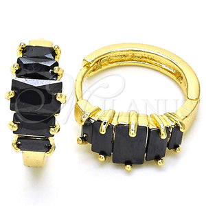Gold Filled Hoop Earrings — Huggie Hoop with Black Cubic Zirconia Polished 02. — main product view — SKU 126273 | Oro Laminado aretes de aro — Huggie Hoop with negro Cubic Zirconia pulido 02. — SKU 126273