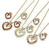 Oro Laminado Earring and Pendant Adult Set, Gold Filled Style Heart Design, with Multicolor Cubic Zirconia, Polished, Golden Finish, 10.316.0015.2
