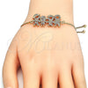 Oro Laminado Adjustable Bolo Bracelet, Gold Filled Style Little Girl and Little Boy Design, with Multicolor Cubic Zirconia, Polished, Golden Finish, 03.316.0020.1.10 (01 MM Thickness, 10 Inches Length)
