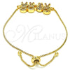 Oro Laminado Adjustable Bolo Bracelet, Gold Filled Style Little Girl and Little Boy Design, with Multicolor Cubic Zirconia, Polished, Golden Finish, 03.316.0020.1.10 (01 MM Thickness, 10 Inches Length)