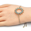 Oro Laminado Adjustable Bolo Bracelet, Gold Filled Style with Turquoise Cubic Zirconia, Polished, Golden Finish, 03.316.0026.1.10 (01 MM Thickness, 10 Inches Length)