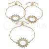 Oro Laminado Adjustable Bolo Bracelet, Gold Filled Style with Turquoise Cubic Zirconia, Polished, Golden Finish, 03.316.0026.1.10 (01 MM Thickness, 10 Inches Length)