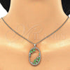 Oro Laminado Pendant Necklace, Gold Filled Style Teardrop Design, with Green Cubic Zirconia and White Crystal, Polished, Golden Finish, 04.156.0184.20 (02 MM Thickness, 20 Inches Length)