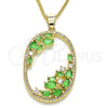 Oro Laminado Pendant Necklace, Gold Filled Style Teardrop Design, with Green Cubic Zirconia and White Crystal, Polished, Golden Finish, 04.156.0184.20 (02 MM Thickness, 20 Inches Length)