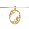 Oro Laminado Pendant Necklace, Gold Filled Style Teardrop Design, with Rose Water Opal Cubic Zirconia and White Crystal, Polished, Golden Finish, 04.156.0184.1.20 (02 MM Thickness, 20 Inches Length)