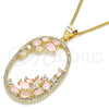 Oro Laminado Pendant Necklace, Gold Filled Style Teardrop Design, with Rose Water Opal Cubic Zirconia and White Crystal, Polished, Golden Finish, 04.156.0184.1.20 (02 MM Thickness, 20 Inches Length)