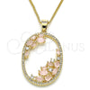 Oro Laminado Pendant Necklace, Gold Filled Style Teardrop Design, with Rose Water Opal Cubic Zirconia and White Crystal, Polished, Golden Finish, 04.156.0184.1.20 (02 MM Thickness, 20 Inches Length)